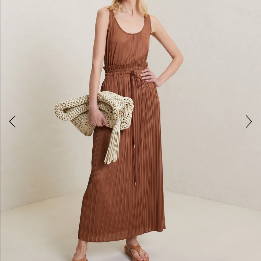 A.L.C. Bronze Val Pleated Midi Sleeveless Dress - Picture 2 of 7